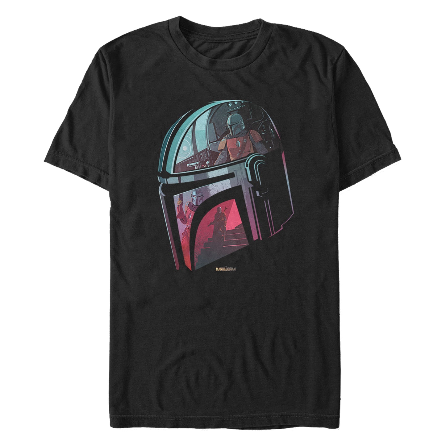 Star Wars The Mandalorian Helmet Reflection Black Unisex T-Shirt