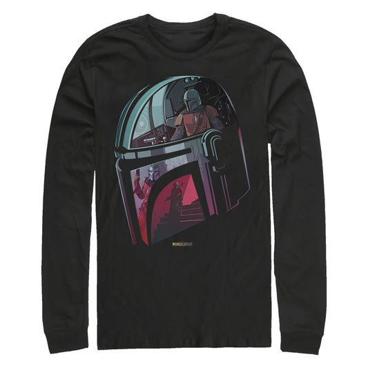 Star Wars The Mandalorian Helmet Reflection Adult Black Unisex Long Sleeve T-Shirt