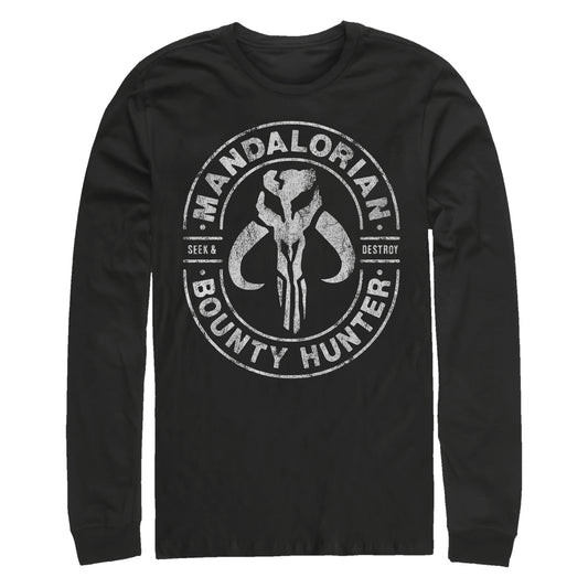 Star Wars The Mandalorian Bounty Hunter Adult Black Unisex Long Sleeve T-Shirt