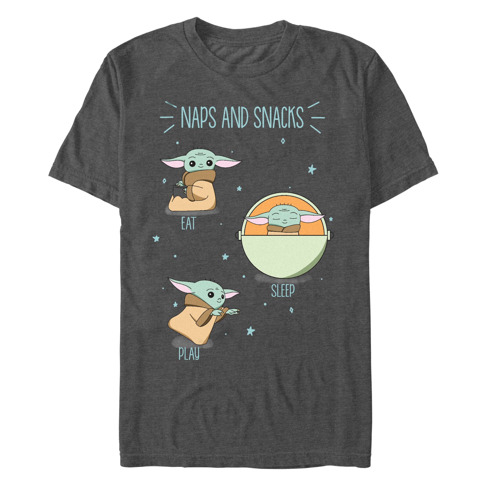 Star Wars The Mandalorian The Child Naps and Snacks Charcoal Unisex T-Shirt