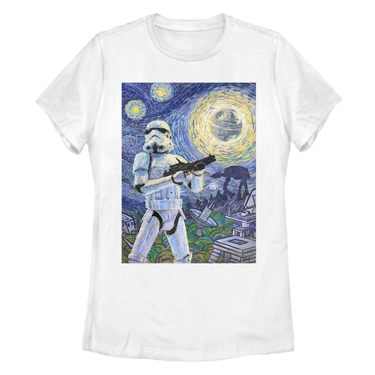 Star Wars Stormtrooper Starry Night Women's White T-Shirt