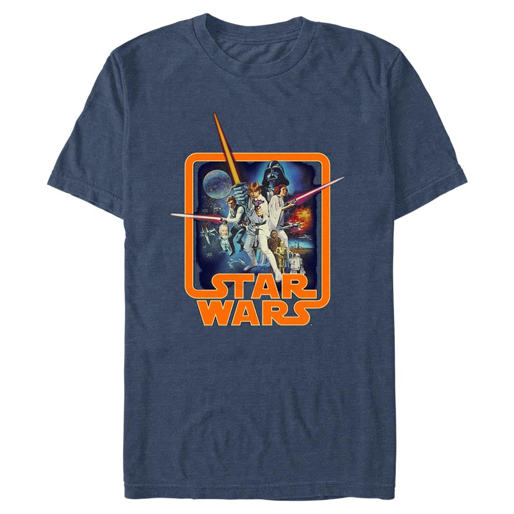 Star Wars Classic Throwback Heather Navy Blue Unisex T-Shirt