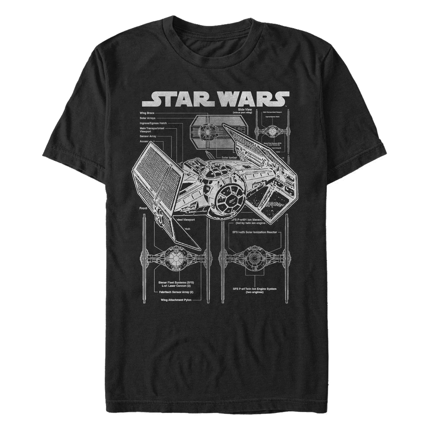 Star Wars Tie Fighter Diagram Black Unisex T-Shirt