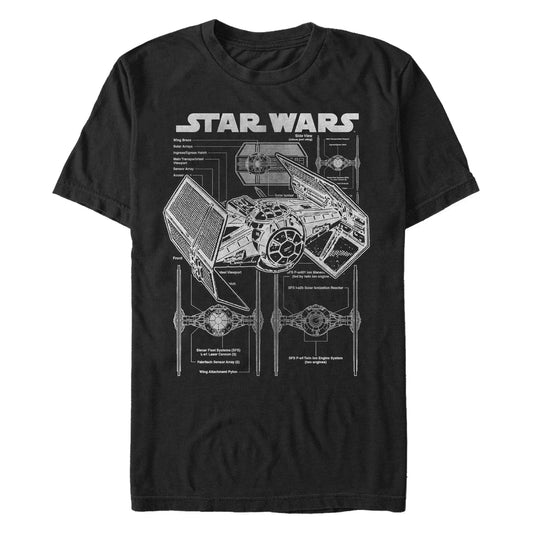 Star Wars Tie Fighter Diagram Black Unisex T-Shirt