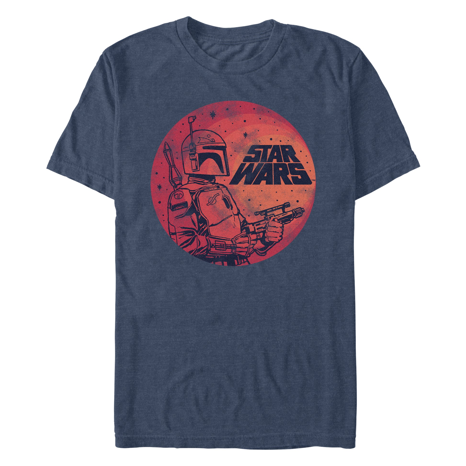 Star Wars Vintage Boba Fett Heather Navy Unisex T-Shirt
