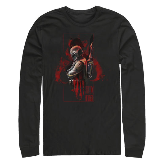 Star Wars Boba Fett Bounty Hunter Adult Black Long Sleeve T-Shirt