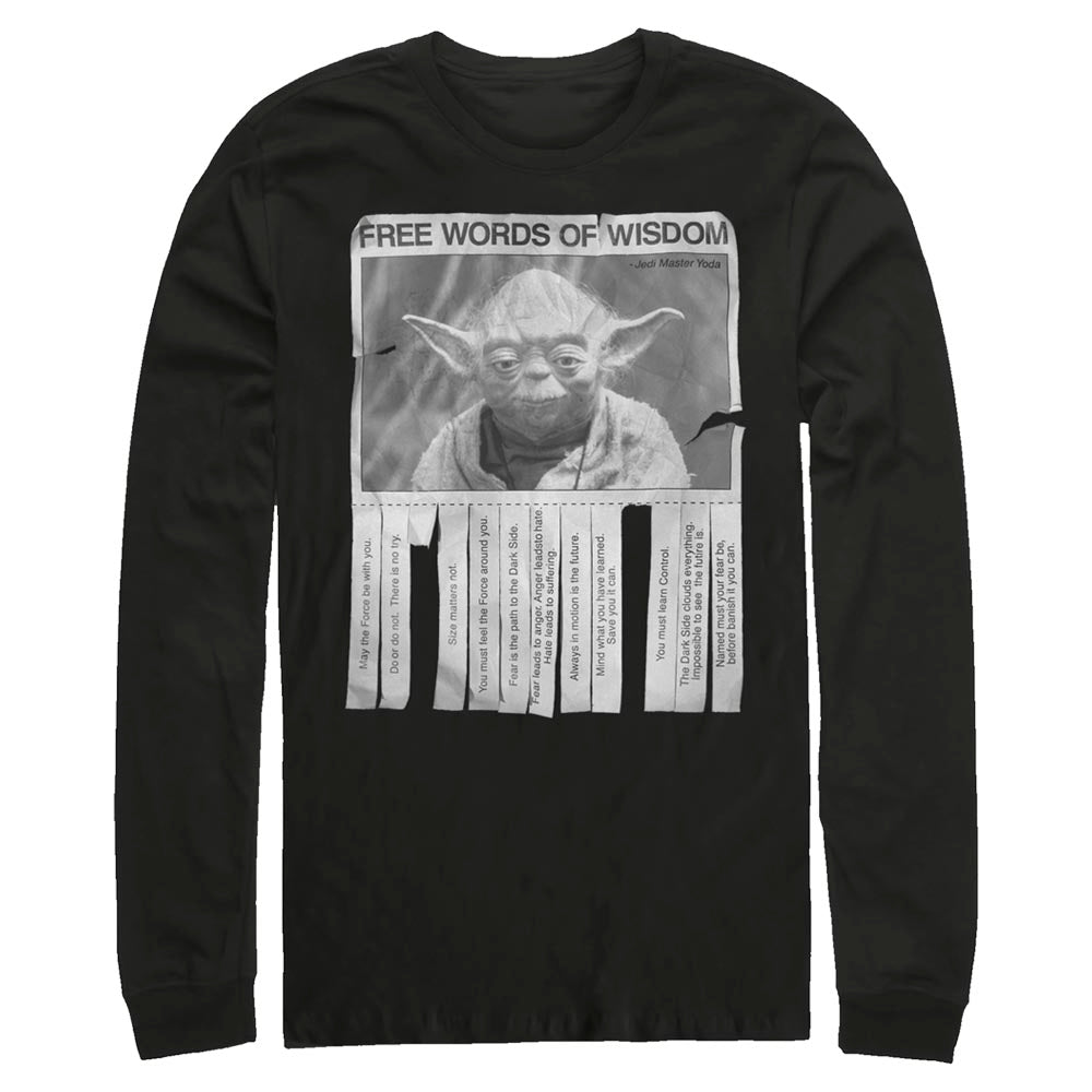 Star Wars Yoda Words of Wisdom Adult Black Unisex Long Sleeve T-Shirt