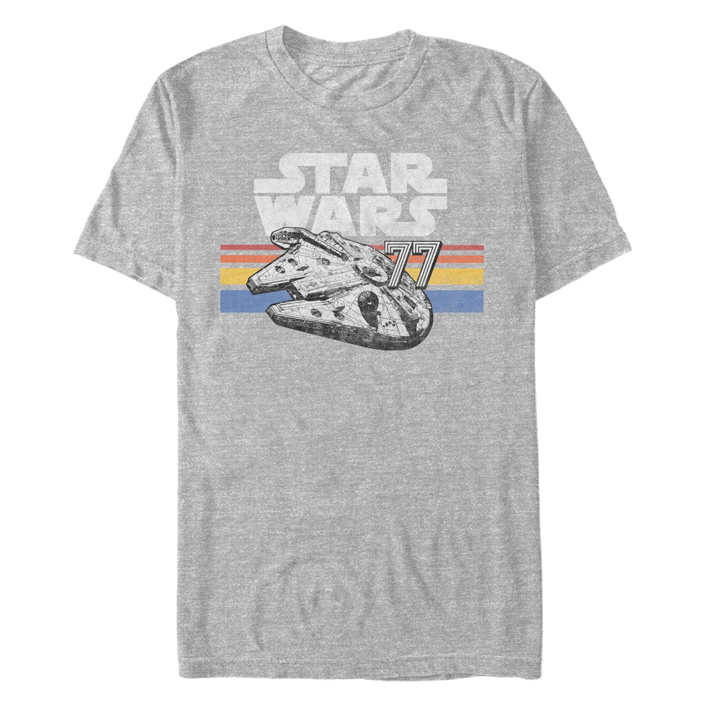 Men's Star Wars Millennium Falcon 77 Retro Stripes Grey Unisex T-Shirt