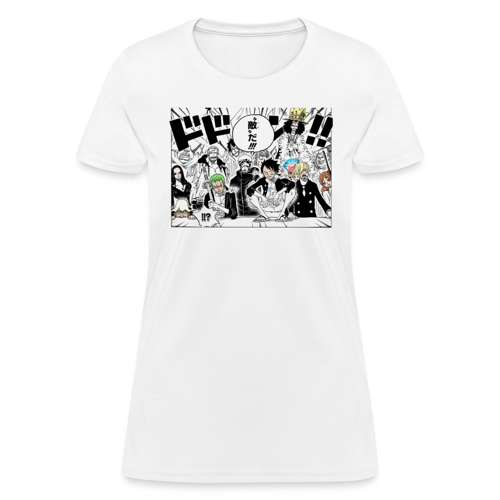 Straw Hat Pirates Premium One Piece Women's Manga Anime T-Shirt - white