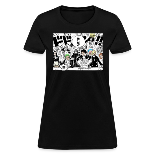 Straw Hat Pirates Premium One Piece Women's Manga Anime T-Shirt - black
