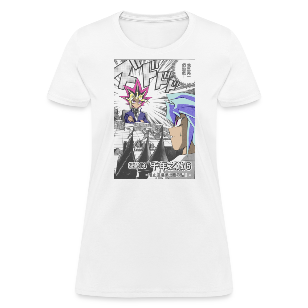 Yugi Vs. Dark Bakura Premium Yu Gi Oh! Women's Manga Anime T-Shirt - white