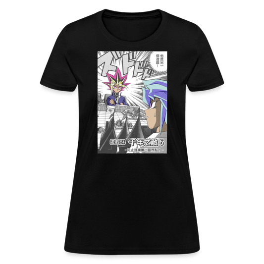 Yugi Vs. Dark Bakura Premium Yu Gi Oh! Women's Manga Anime T-Shirt - black