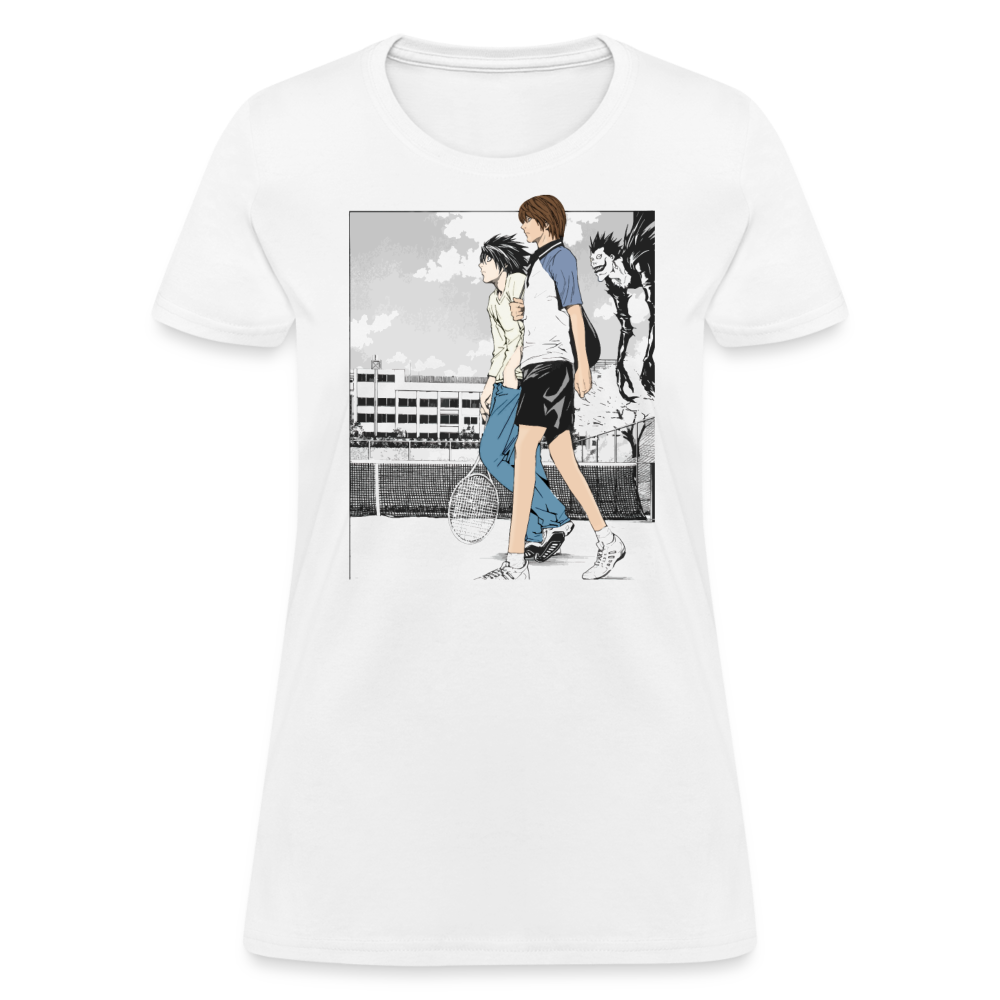 Light Vs. L Tennis Premium Death Note Women's Manga Anime T-Shirt - white