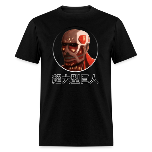 Collosus Titan AOT Katakana Anime T-Shirt - black