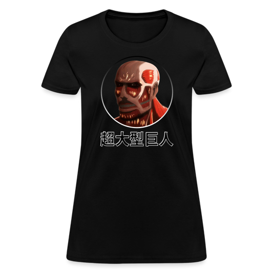 Collosus Titan AOT Katakana Women's Anime T-Shirt - black