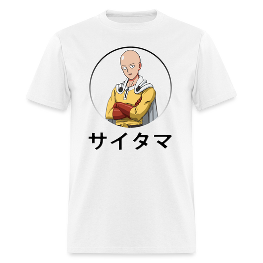 Saitama One Punch Man Katakana Anime T-Shirt - white