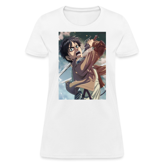 Eren Yeager Attack On Titan Women's Anime T-Shirt - white