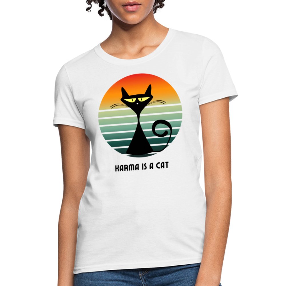 Karma is a Cat Sunset Women's T-Shirt - white