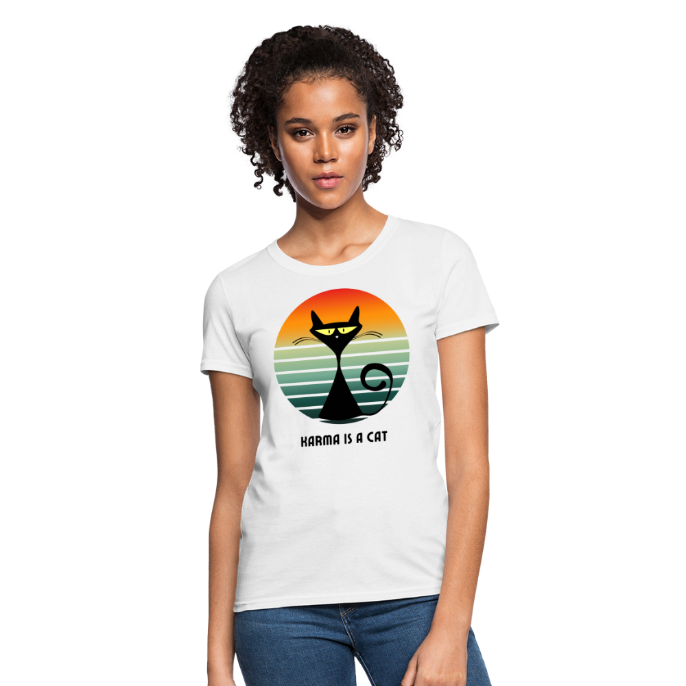 Karma is a Cat Sunset Women's T-Shirt - white