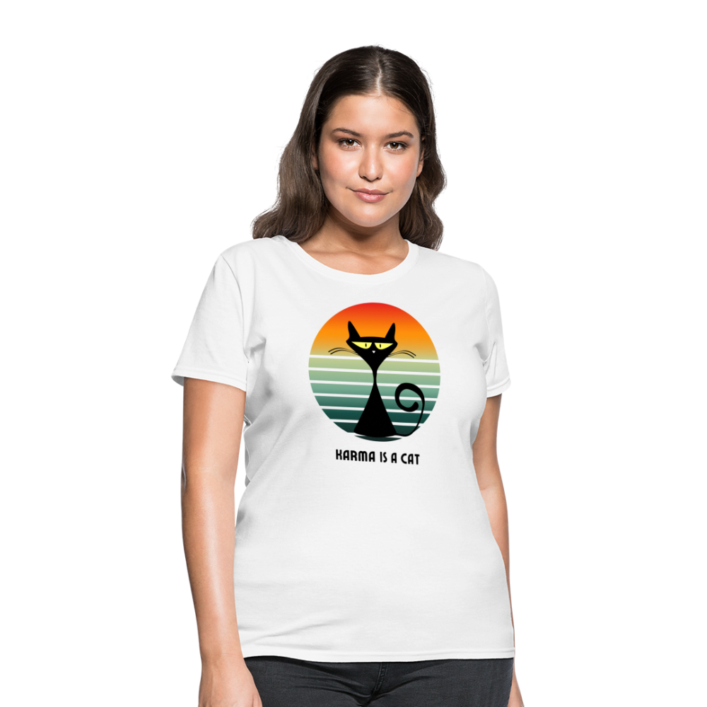 Karma is a Cat Sunset Women's T-Shirt - white