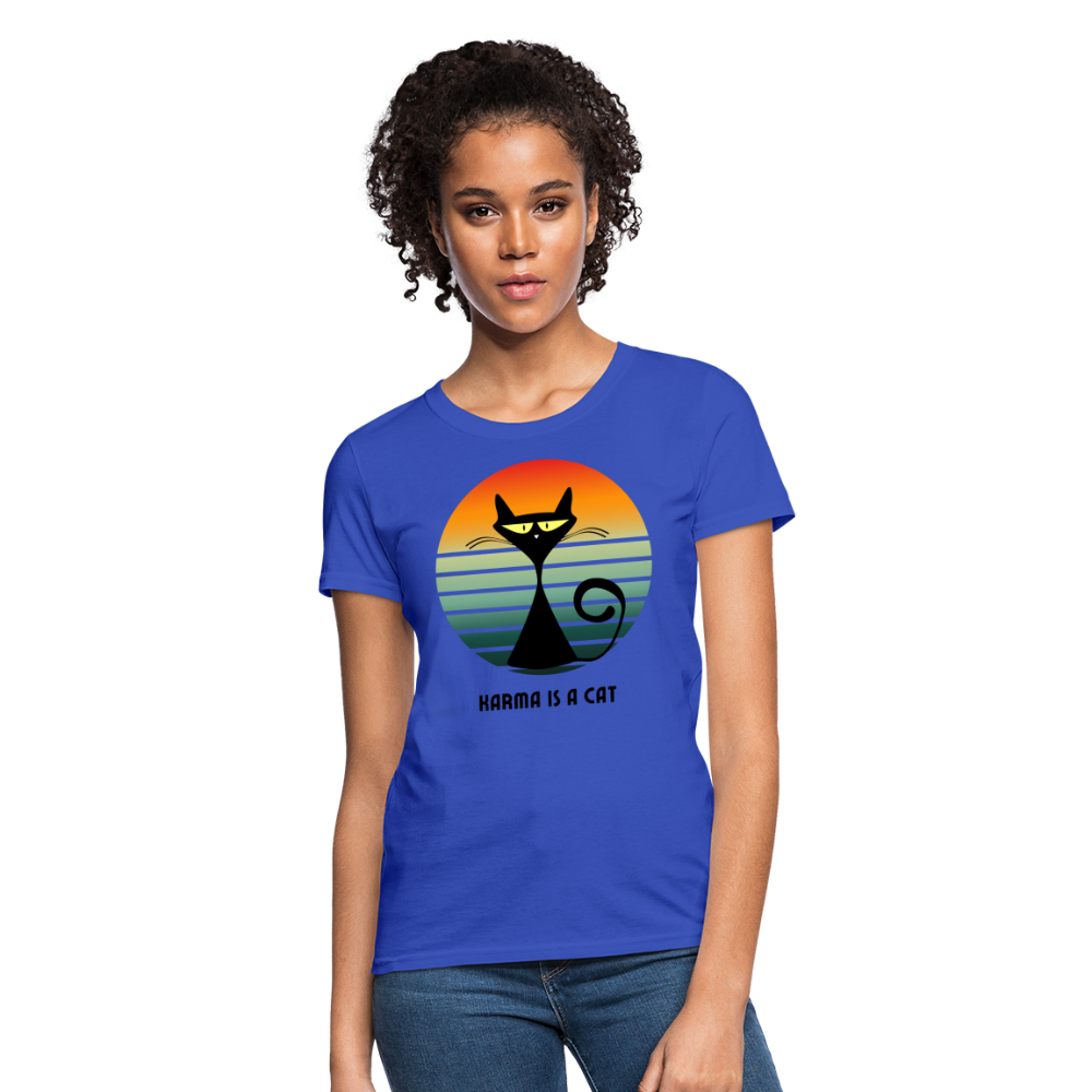 Karma is a Cat Sunset Women's T-Shirt - royal blue