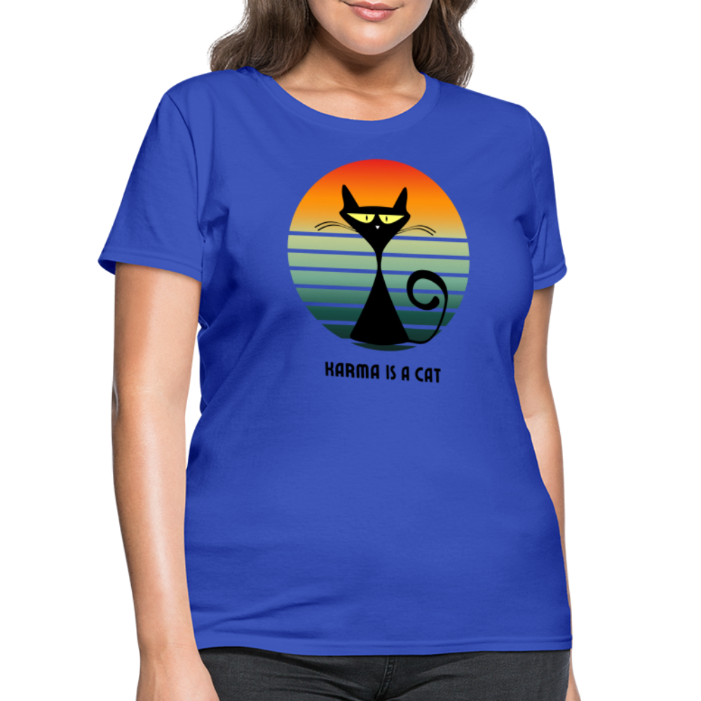 Karma is a Cat Sunset Women's T-Shirt - royal blue