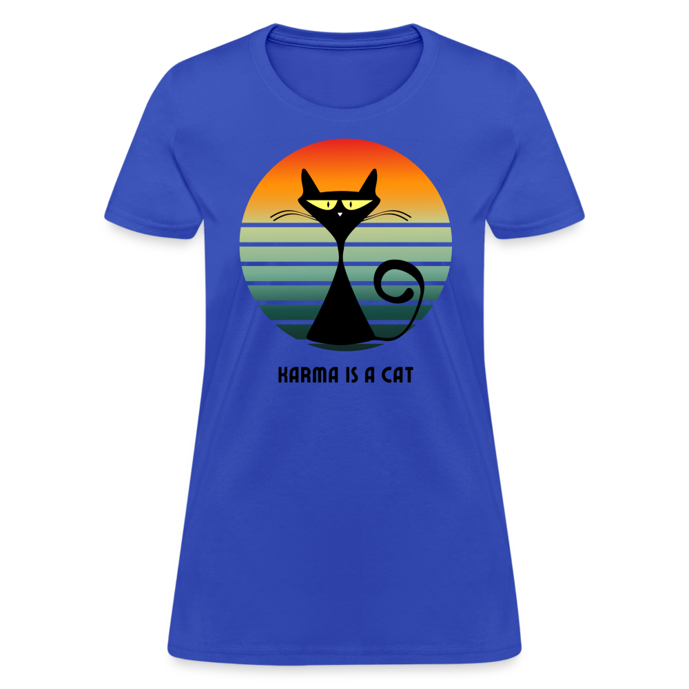 Karma is a Cat Sunset Women's T-Shirt - royal blue