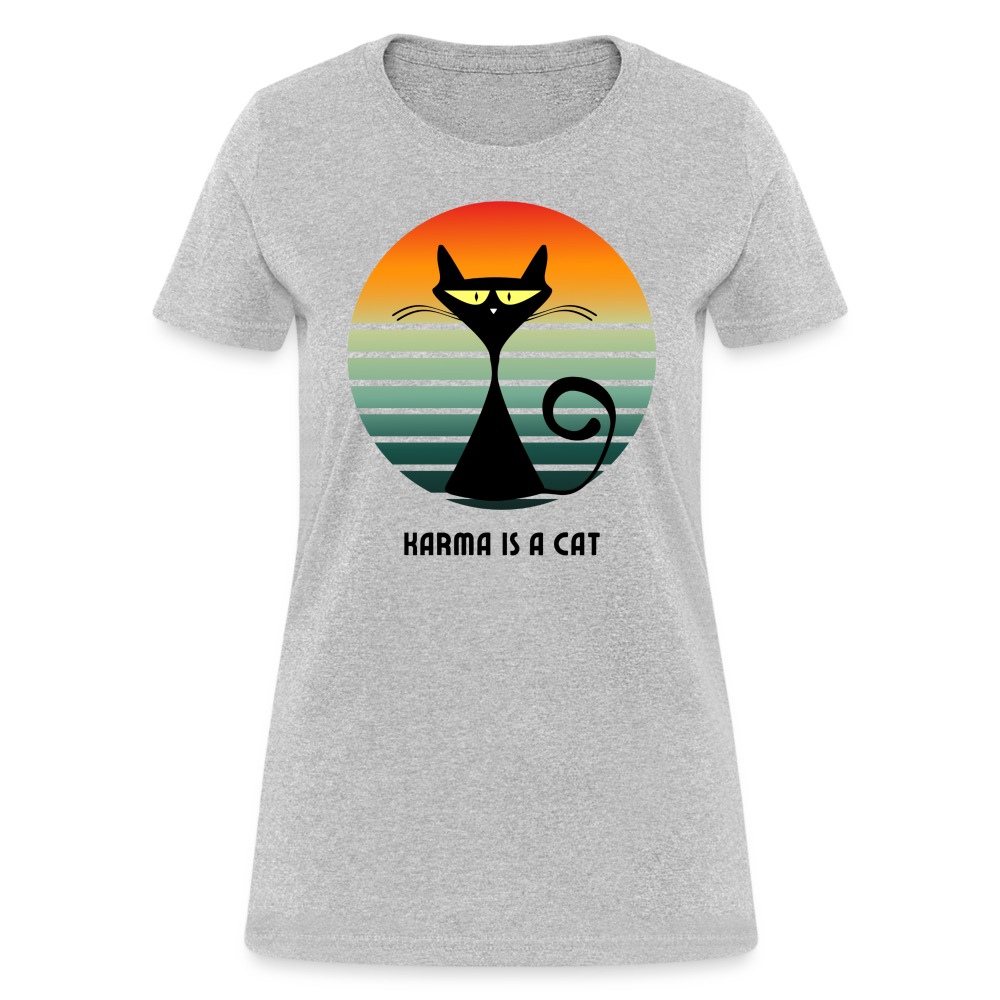 Karma is a Cat Sunset Women's T-Shirt - heather gray