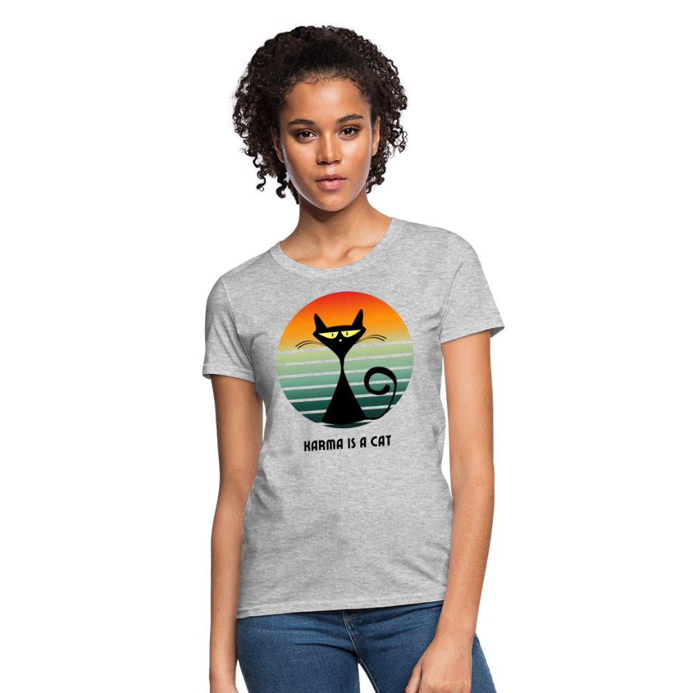 Karma is a Cat Sunset Women's T-Shirt - heather gray