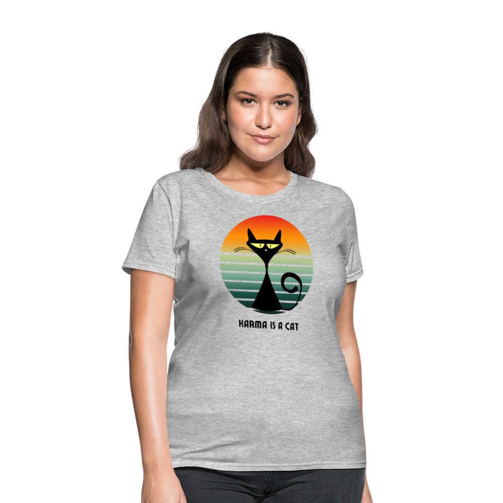 Karma is a Cat Sunset Women's T-Shirt - heather gray