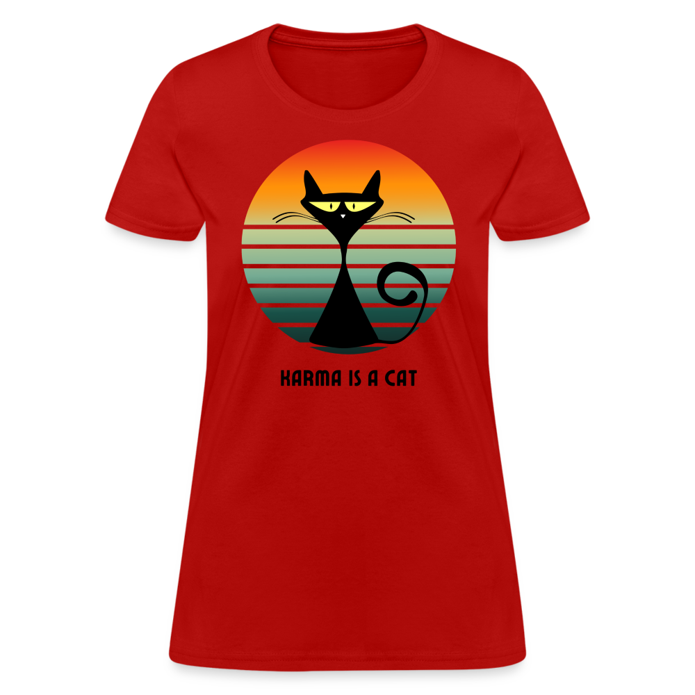 Karma is a Cat Sunset Women's T-Shirt - red