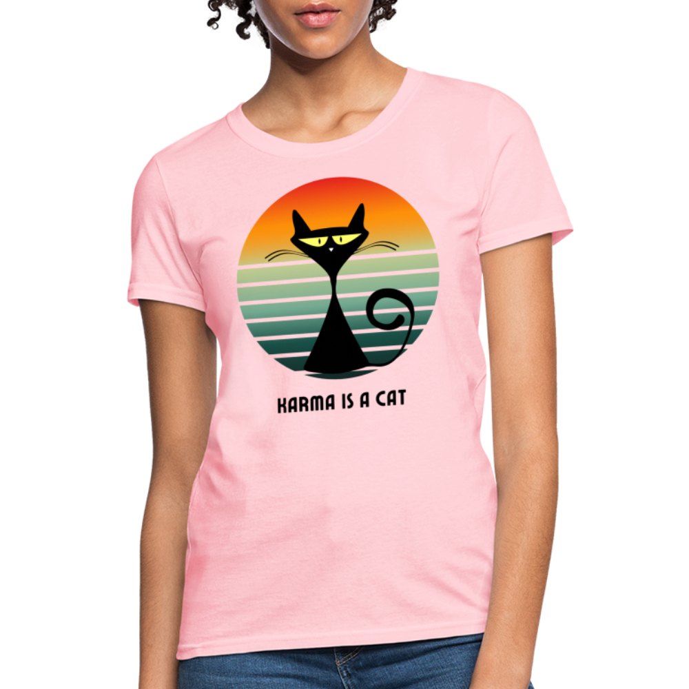 Karma is a Cat Sunset Women's T-Shirt - pink