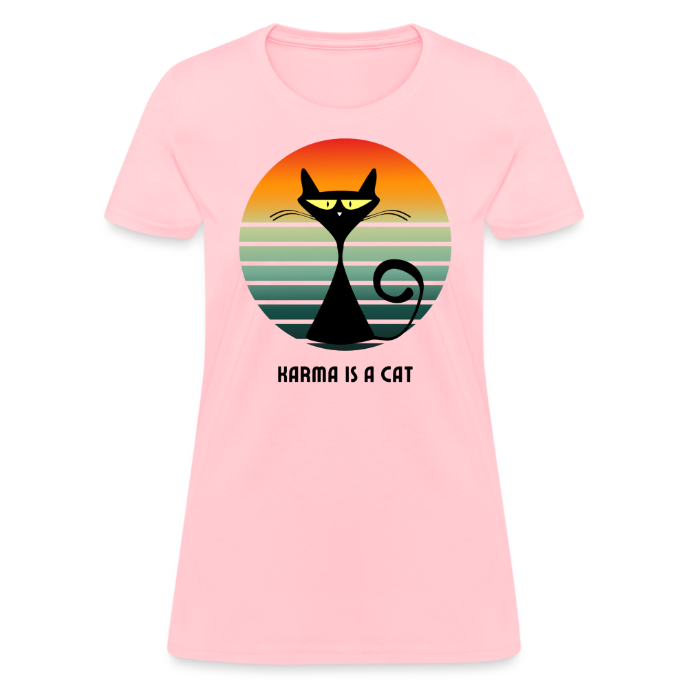Karma is a Cat Sunset Women's T-Shirt - pink