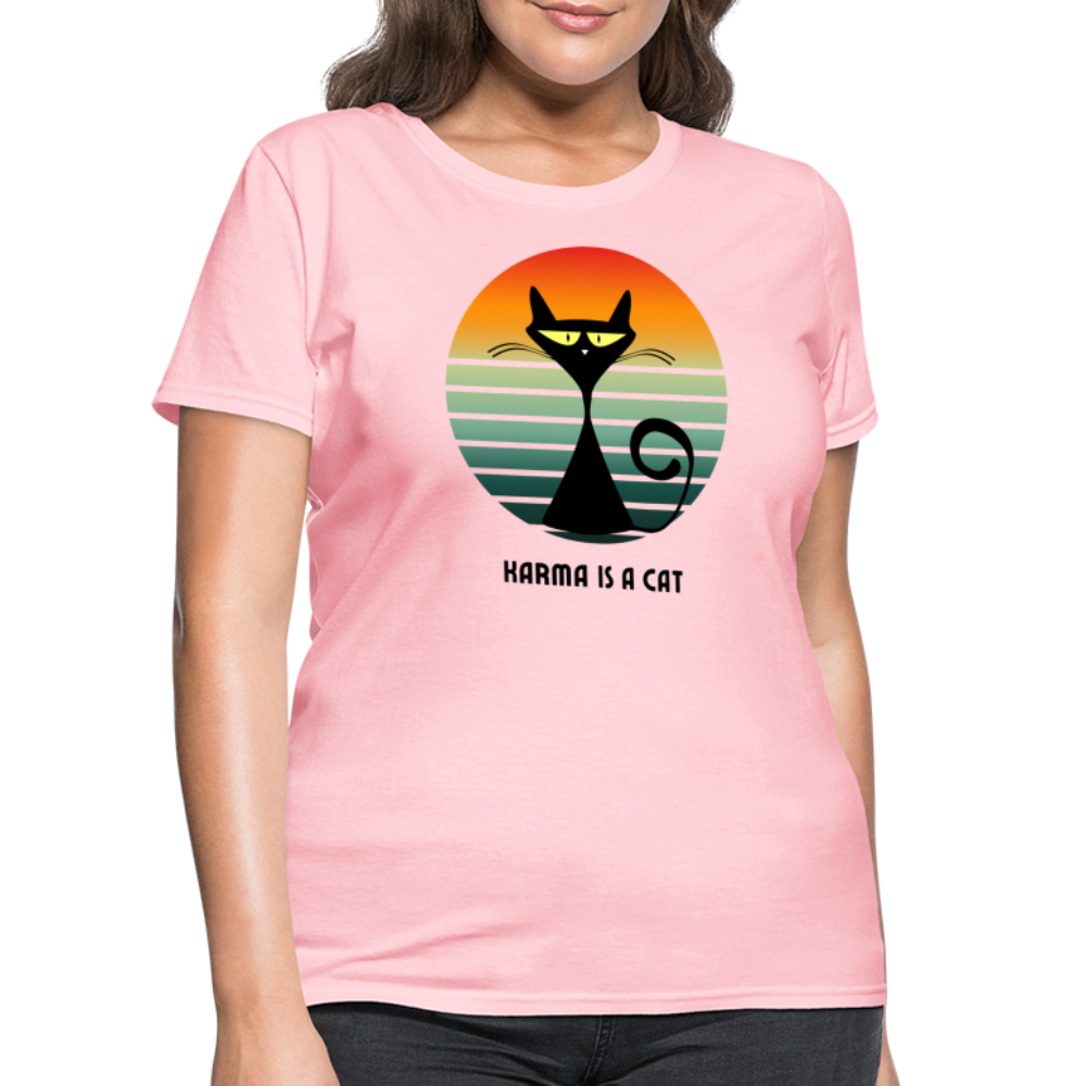 Karma is a Cat Sunset Women's T-Shirt - pink