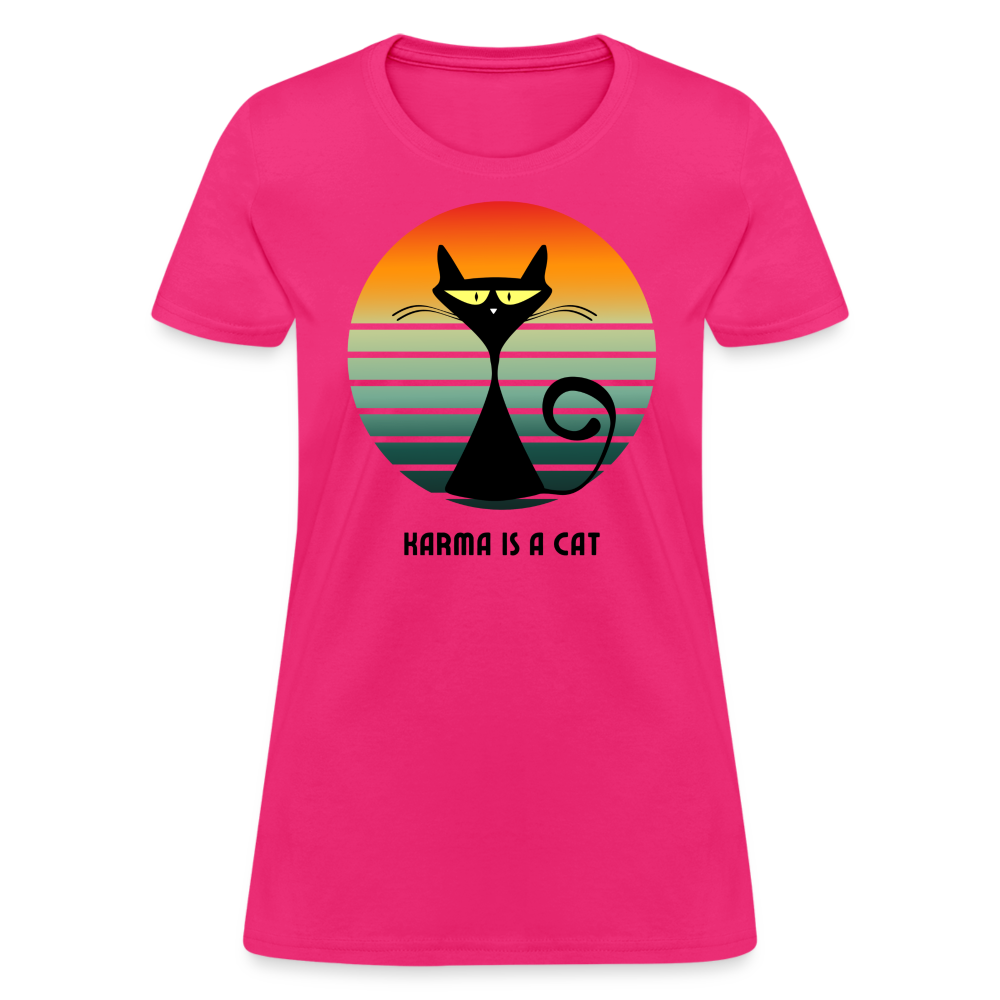 Karma is a Cat Sunset Women's T-Shirt - fuchsia