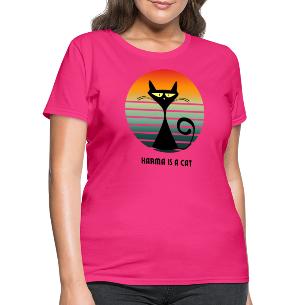 Karma is a Cat Sunset Women's T-Shirt - fuchsia