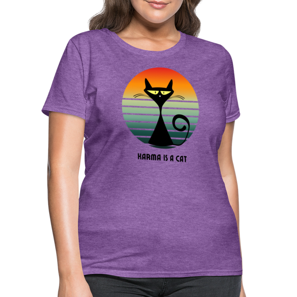 Karma is a Cat Sunset Women's T-Shirt - purple heather