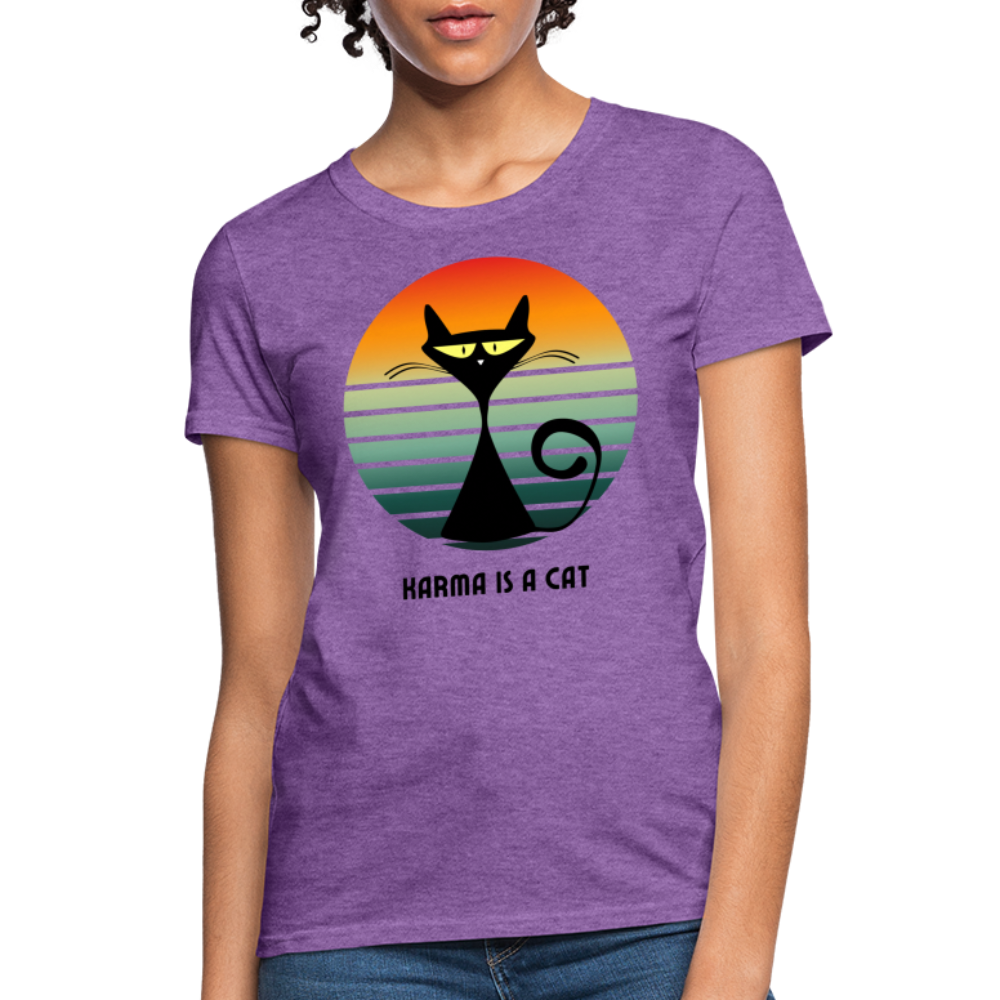 Karma is a Cat Sunset Women's T-Shirt - purple heather