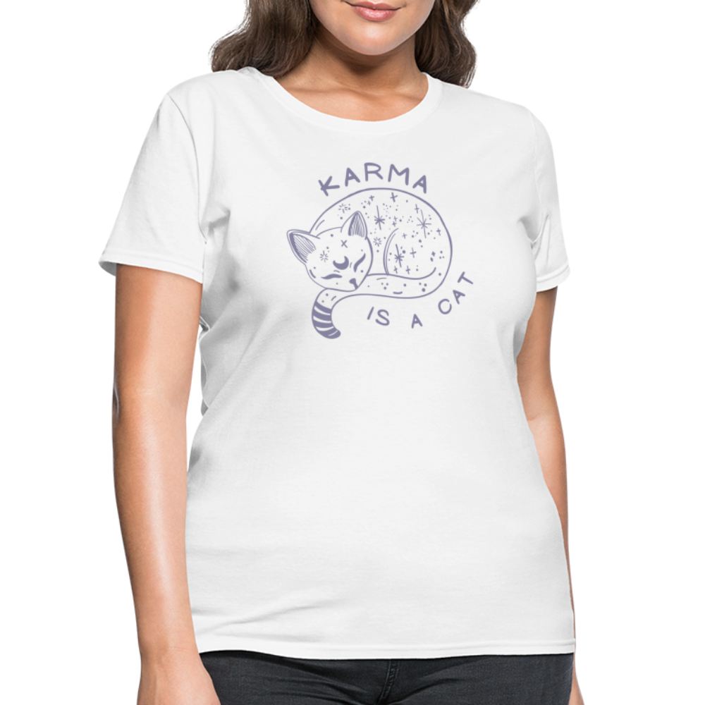Karma is a Cat Softhand Women's T-Shirt - white