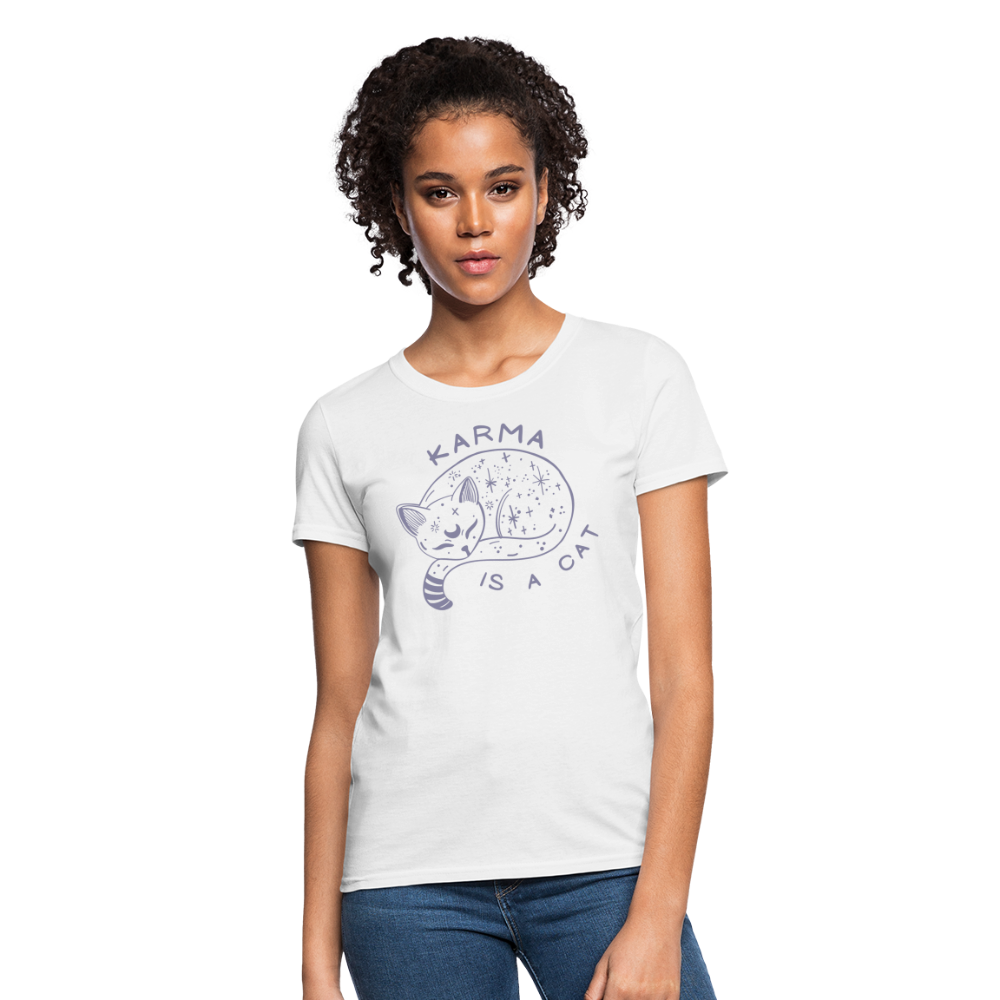 Karma is a Cat Softhand Women's T-Shirt - white