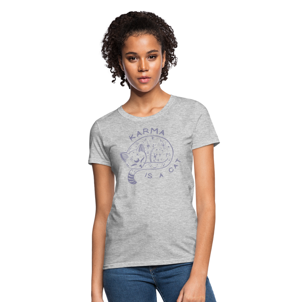 Karma is a Cat Softhand Women's T-Shirt - heather gray