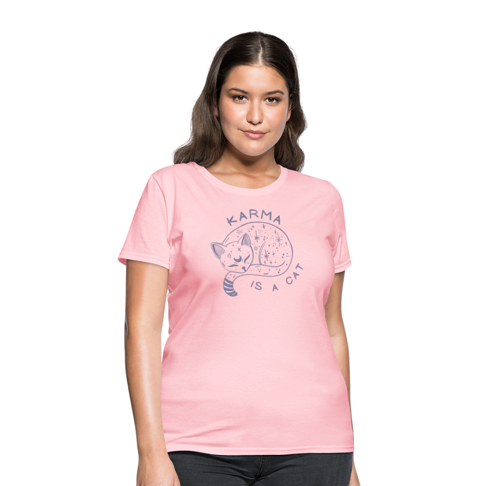 Karma is a Cat Softhand Women's T-Shirt - pink