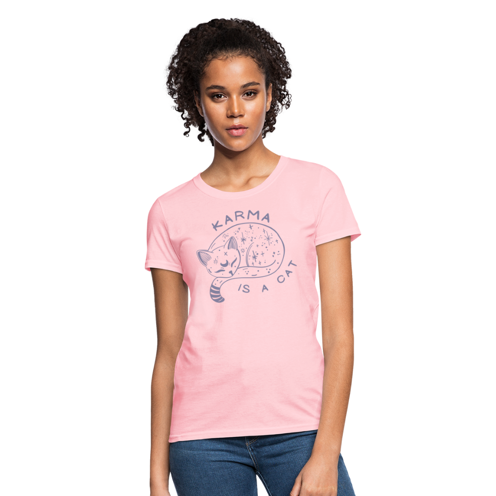 Karma is a Cat Softhand Women's T-Shirt - pink