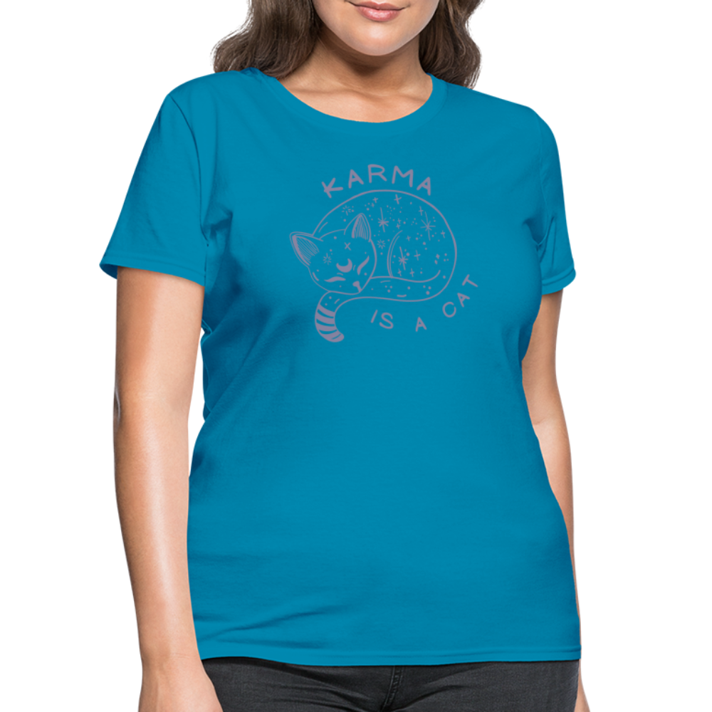 Karma is a Cat Softhand Women's T-Shirt - turquoise