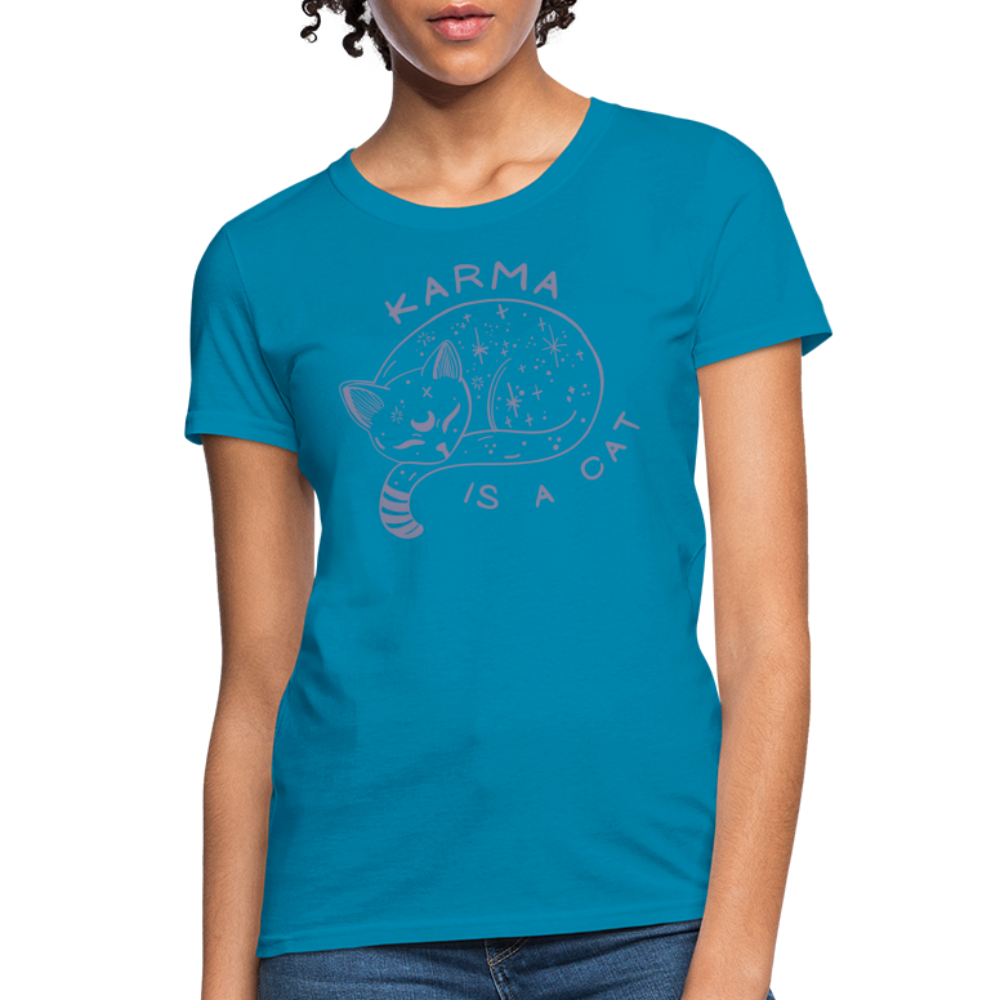 Karma is a Cat Softhand Women's T-Shirt - turquoise