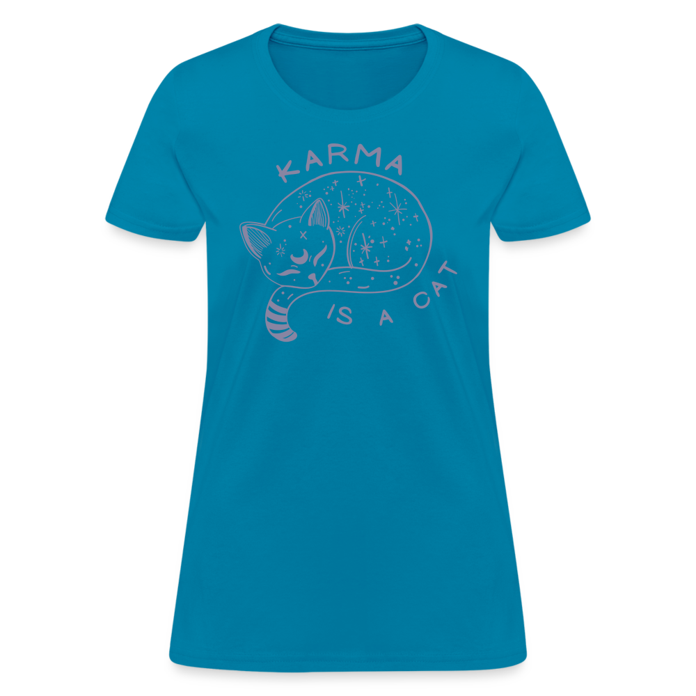 Karma is a Cat Softhand Women's T-Shirt - turquoise