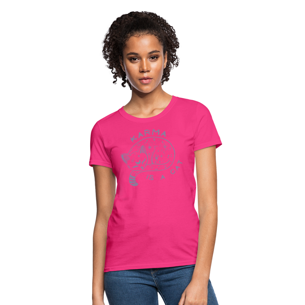 Karma is a Cat Softhand Women's T-Shirt - fuchsia