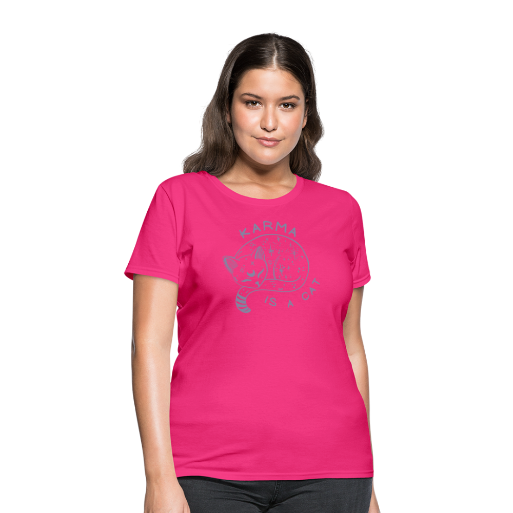 Karma is a Cat Softhand Women's T-Shirt - fuchsia