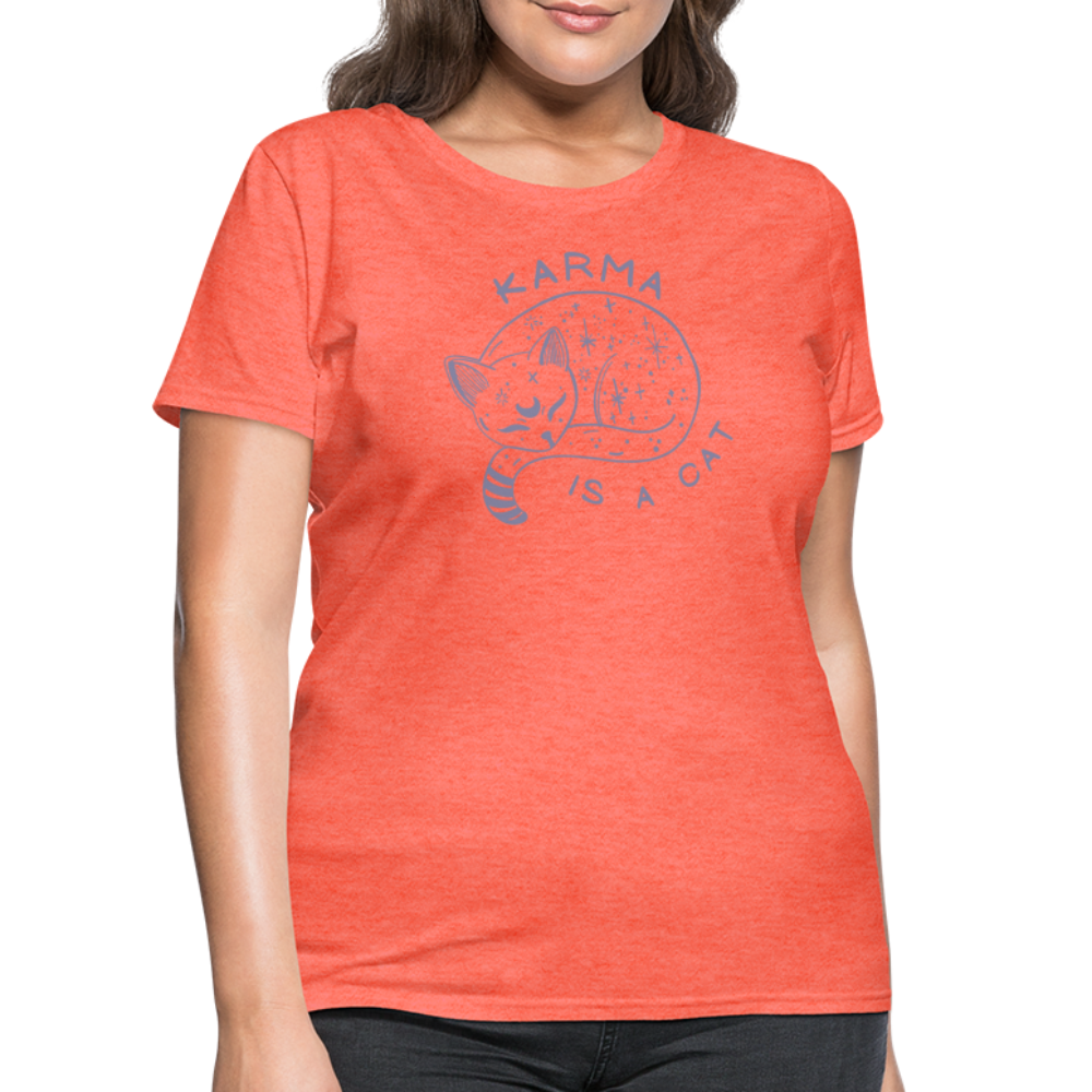 Karma is a Cat Softhand Women's T-Shirt - heather coral