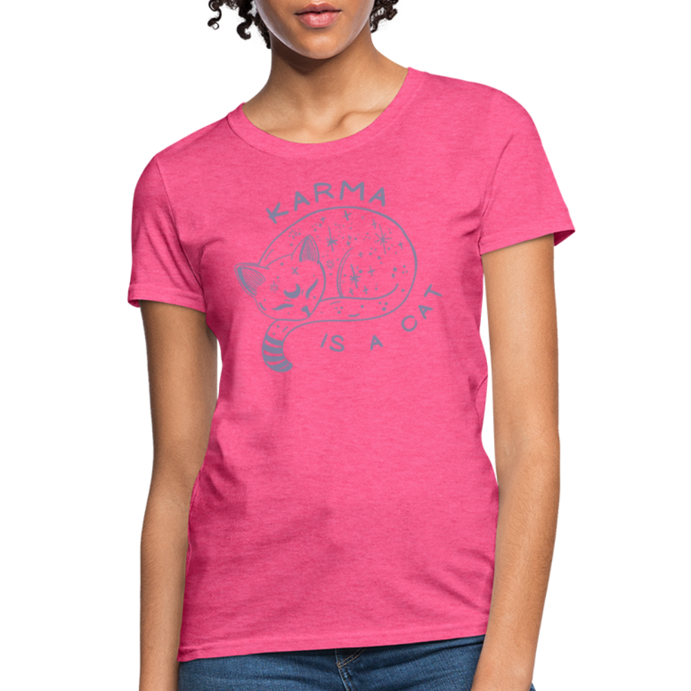 Karma is a Cat Softhand Women's T-Shirt - heather pink